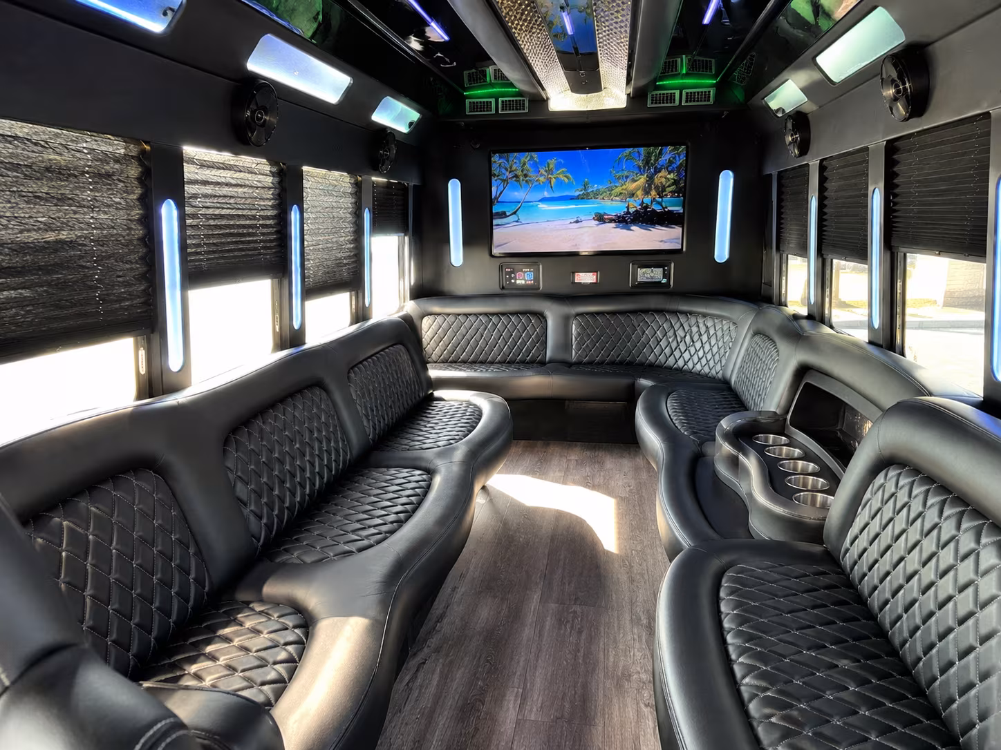 Inglewood Birthday, Sweet 16, & Quinceañera Transportation party bus interior