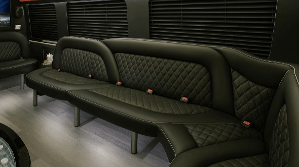 Interior of Charter Bus Company Hawthorne's 15 Passenger Party Bus in Hawthorne