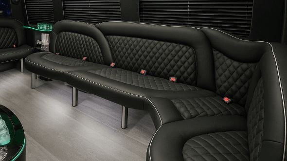 Interior of Charter Bus Company Torrance's 15 Passenger Party Bus in Torrance