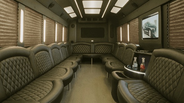 Interior of Charter Bus Company Downey's 20 Passenger Party Bus in Downey