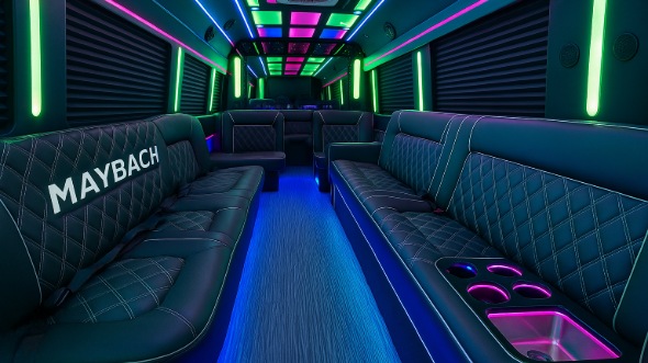 Interior of Charter Bus Company Carson's 28 Passenger Party Bus in Carson