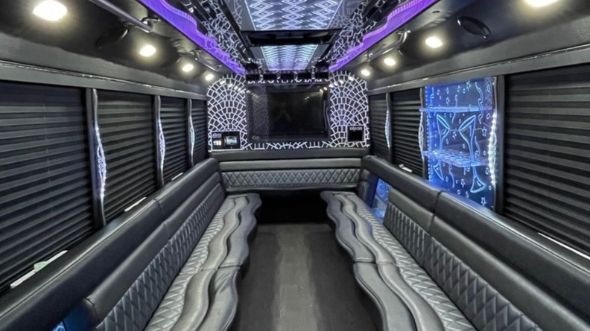 Interior of Charter Bus Company Hawthorne's 28 Passenger Party Bus in Hawthorne