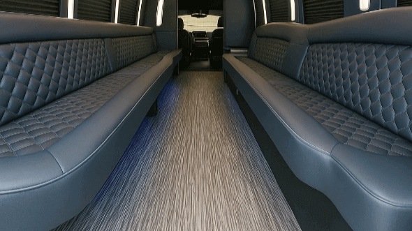 Interior of Charter Bus Company Gardena's 50 Passenger Party Bus in Gardena