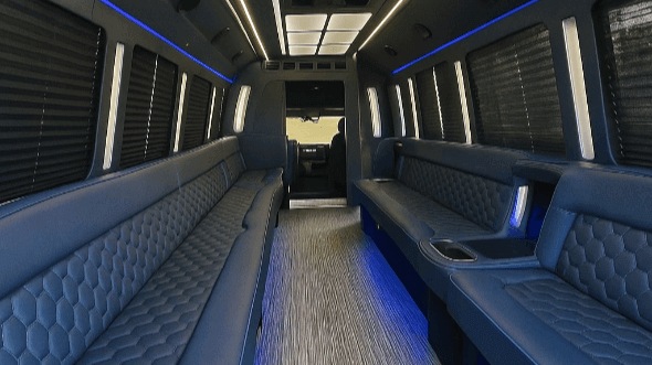 Interior of Charter Bus Company Hawthorne's 50 Passenger Party Bus in Hawthorne