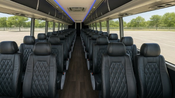 Interior of Charter Bus Company Inglewood's 54 Passenger Charter Bus in Inglewood